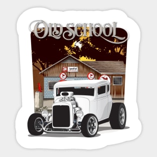 White 1932 Chevy 5 Window Coupe Hot Rod Old School Print Sticker